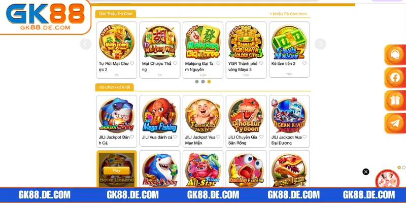 Tổng hợp các hạng mục giải trí mà giới thiệu về GK88 cung cấp cho bet thủ